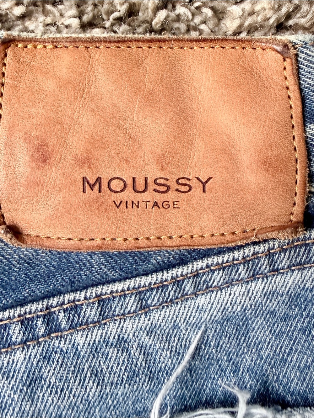 Moussy Vintage Distressed Dark Wash High-Rise Denim Shorts - Picture 5 of 6